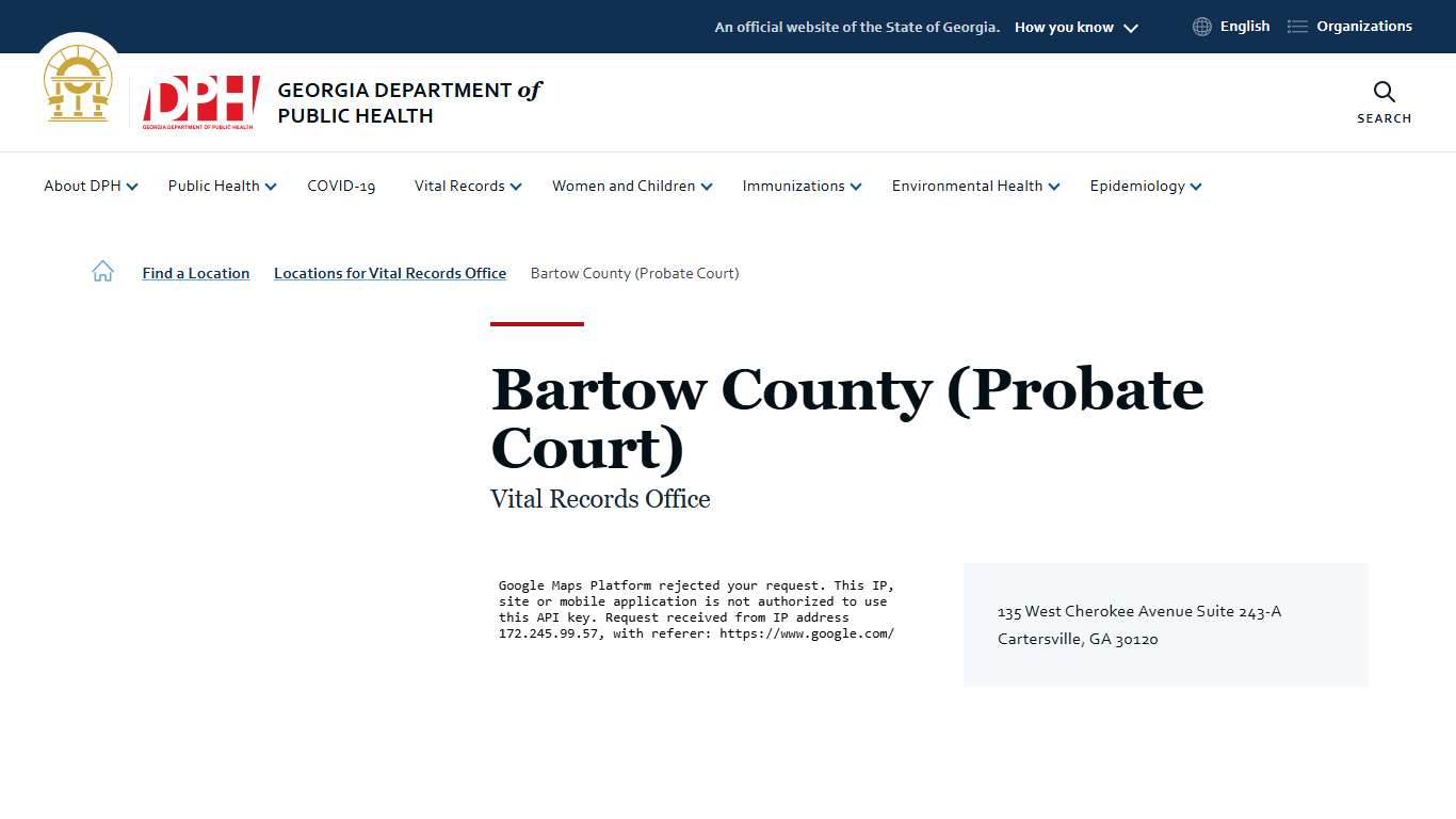 Bartow County (Probate Court) | Georgia Department of Public Health